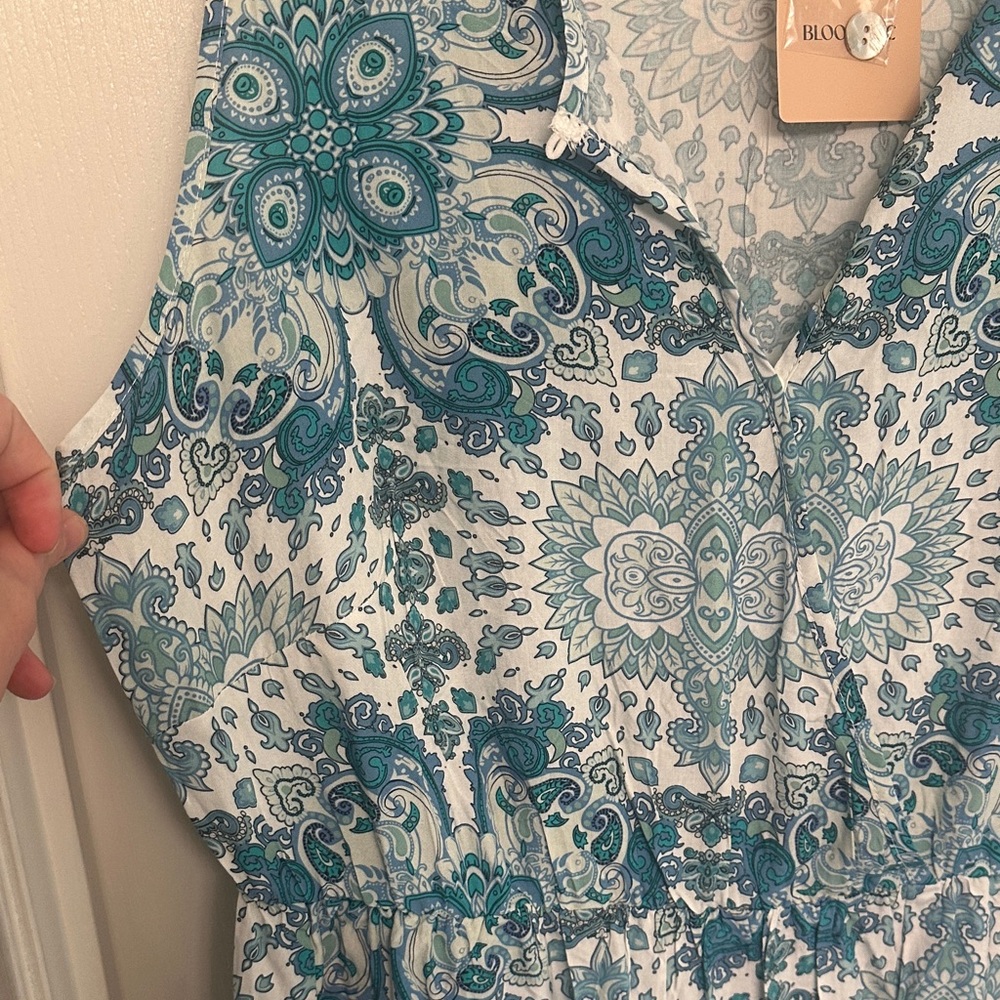 NWT BloomChic Teal and White Floral Maxi Dress - Picture 5 of 5